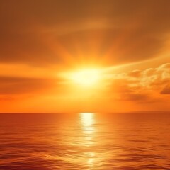 Fototapeta premium Golden Sunset Over Calm Ocean Waters