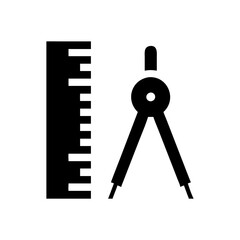 Ruler and Compass Icon Vector Illustration