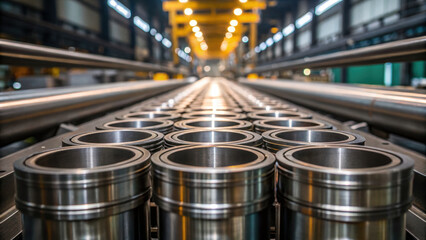 Fototapeta premium High quality gas tank components are lined up in modern industry setting showcasing precision and efficiency in manufacturing