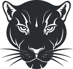 Obraz premium Black panther face silhouette illustration showcasing a fierce and majestic wild feline.