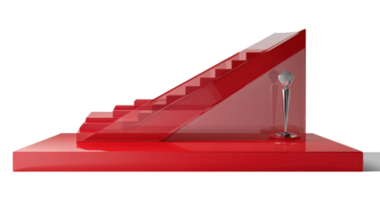 Modern red stairs on transparent background