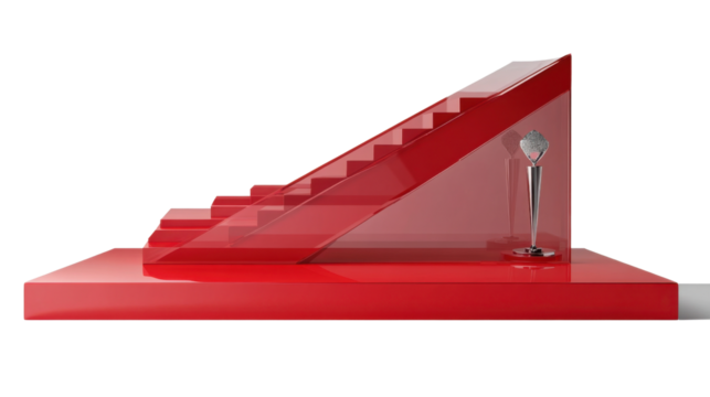 Modern red stairs on transparent background
