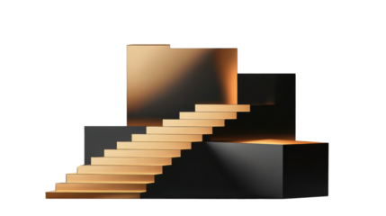 Modern podium stairs on transparent background