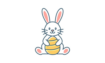 Cute Easter Bunny Holding Egg – Adorable Spring Clipart for Cards & Crafts