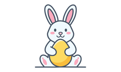 Cute Easter Bunny Holding Egg – Adorable Spring Clipart for Cards & Crafts