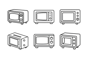 Vintage Kitchen Appliances Line Art Icons