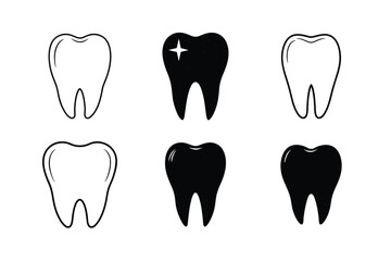 Set of Dental Illustrations in Black and White