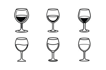 Simple Black and White Wine Glass Icons