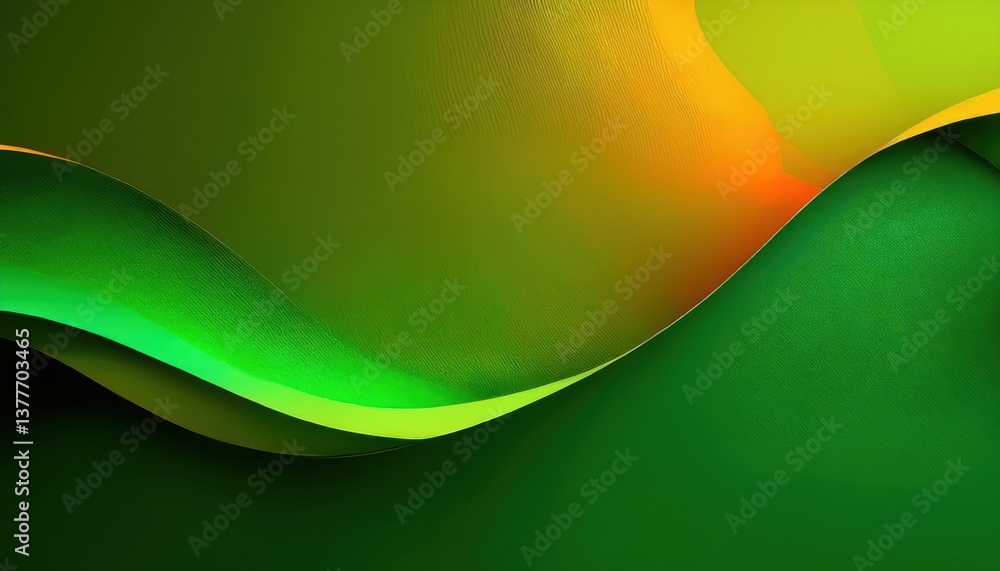 Aufkleber abstract green wave pattern with gradient yellow-orange background, layered paper texture, modern fl