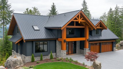 Naklejka premium Modern house design with unique architecture and scenic surroundings