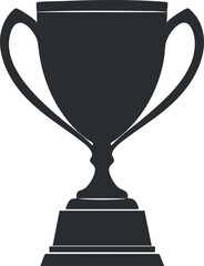 Black and white silhouette of a trophy symbolizing victory and achievement in competitions.