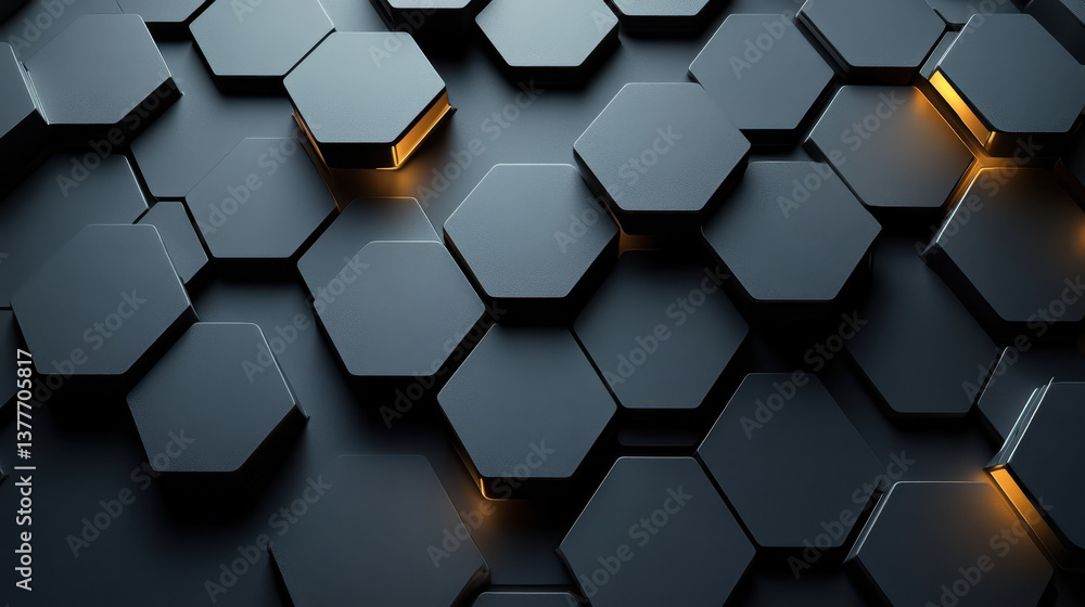Poster futuristic 3d geometric hexagonal pattern - modern gray background design
