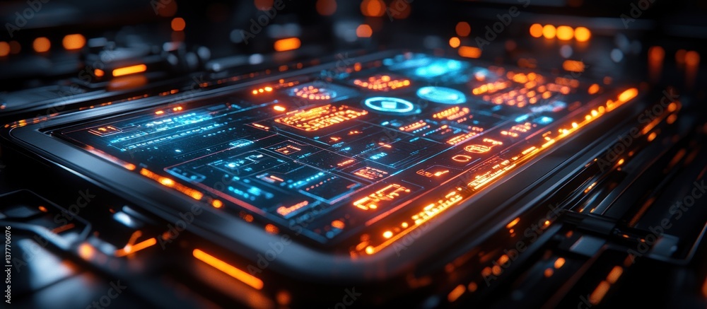 Poster futuristic hud display panel with data