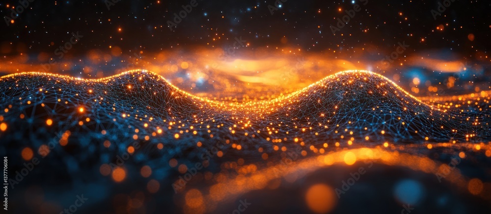 Poster abstract data landscape with shifting particles