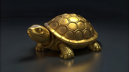 Fototapeta premium A turtle and a tortoise on black and green backgrounds, showcasing their shells and natural beauty, captured in closeup, highlighting their slow movement and wildlife characteristics