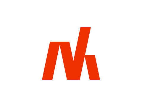 creative m letter logo with red color