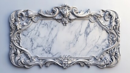 Decorative ornate frame with marble surface and detailed carvings