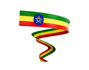 3d Flag Of Ethiopia 3d Shiny Waving Twisted Ribbon Flag 3d Illustration