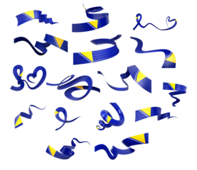 Set Of Different Style Of Bosnia Wavy Abstract Ribbon Flags 3d Illustration