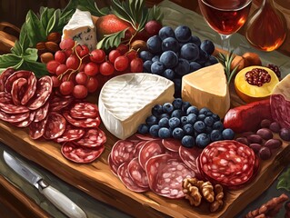 Charcuterie board crafting event gourmet setting food photography elegant surroundings close-up culinary artistry