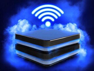 Public wifi network access point technology urban environment digital content futuristic design wireless connectivity concept