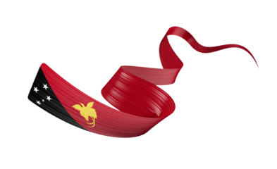 3d Flag Of Papua New Guinea 3d Shiny Waving Ribbon Flag 3d Illustration