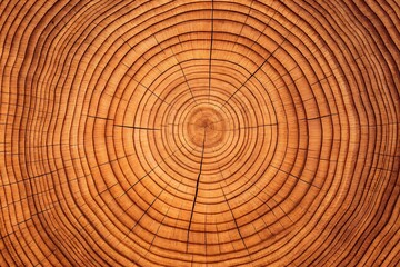 Fototapeta premium A mesmerizing cross-section of a tree trunk, revealing the secrets of its life story in concentric rings of warm, rich wood.