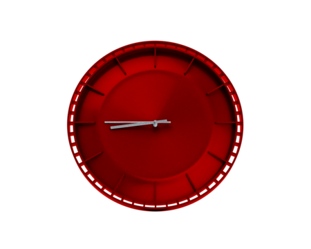 Modern Sleek Vibrant Red Wall Clock 08:45 Eight Forty Five 8:45 For Modern Interiors 3D Illustration