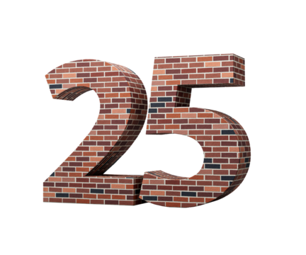 Bricks Wall Number Twenty Five 25 Digit Made Of Colored Wall Of Bricks 3D Illustration