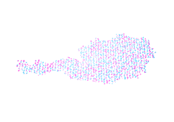 Austria Map Digital Data Map Pink And Blue Abstract Glowing Particles 3D Illustration
