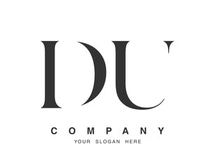 DU logo design. Initial letter d and u serif font style. Creative classic company name typography. Trendy logotype or identity.