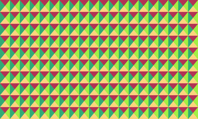 Vibrant geometric pattern featuring interlocking triangles in shades of green, yellow, and burgundy.