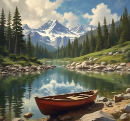 Fototapeta premium Illustration of scenic wild landscape