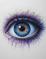 Close-Up of Human Eye with Cosmic Galaxy Effect in the Iris

