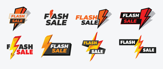 Set of flash Sale promotional sticker template. Online business campaign mnemonic. Mega sale banner promotion. Flash Sales banner template design for social media and website.