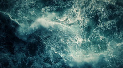 Fototapeta premium Aerial view of turquoise ocean waves with white foam creating a dynamic and textured surface effect