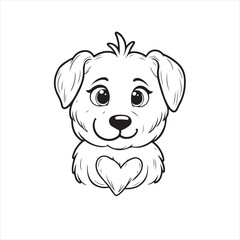 Coloring Page Outline of Cute Dog