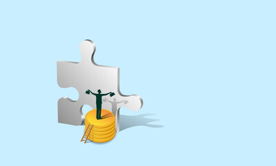 Puzzle. It's a difficult way to move up the career ladder. The concept of promotion, business success. Vector image.