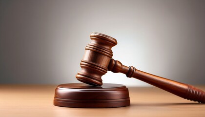 wooden gavel on a plain background