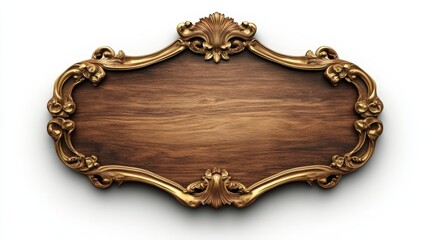 Decorative wooden plaque with ornate golden gilded frame and detailing