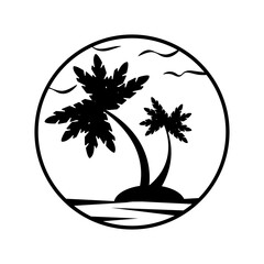 A logo design template with a palm tree image. A shadow.