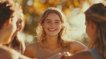 Joyful Group of Friends Smiling Together Outdoors