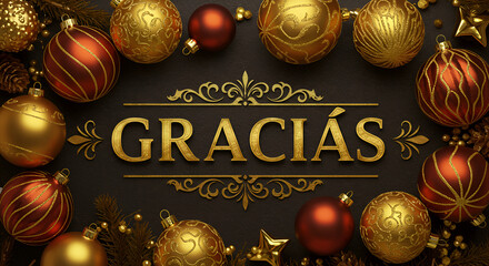 Elegant Christmas Gracias with Gold and Red Decorations