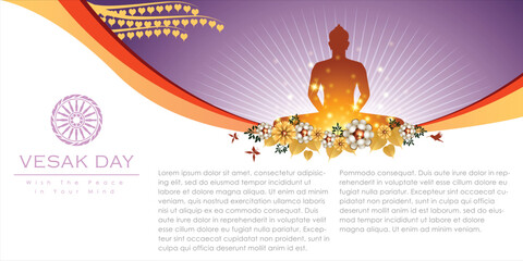 Abstract of Vesak Day. The Birthday, Enlightenment and Death of Lord Buddha that's one sign of Buddism. Buddhists called The Meditation Day or Jayanti Day. Background and banner concept.