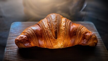 close up of a croissant on a white background