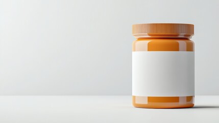 A whey protein supplement with a bold and modern label, isolated on a bright white backdrop,