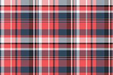 Strong fabric texture seamless, newborn background textile pattern. Curve plaid vector check tartan in red and cyan colors.
