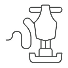 Asphalt paver thin line icon, making road concept. Vector graphics. Electric manual hydraulic paver, construction sign on white background, outline style icon for mobile or web design.