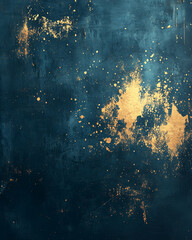 Elegant abstract artwork featuring gold and blue splashes on a textured canvas creating a striking visual impact Generative AI