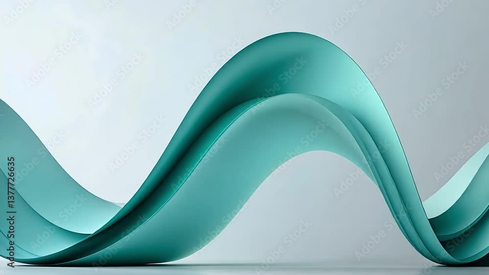 Poster smooth and flowing abstract design curved teal shapes evoking modern elegance and tranquility in min